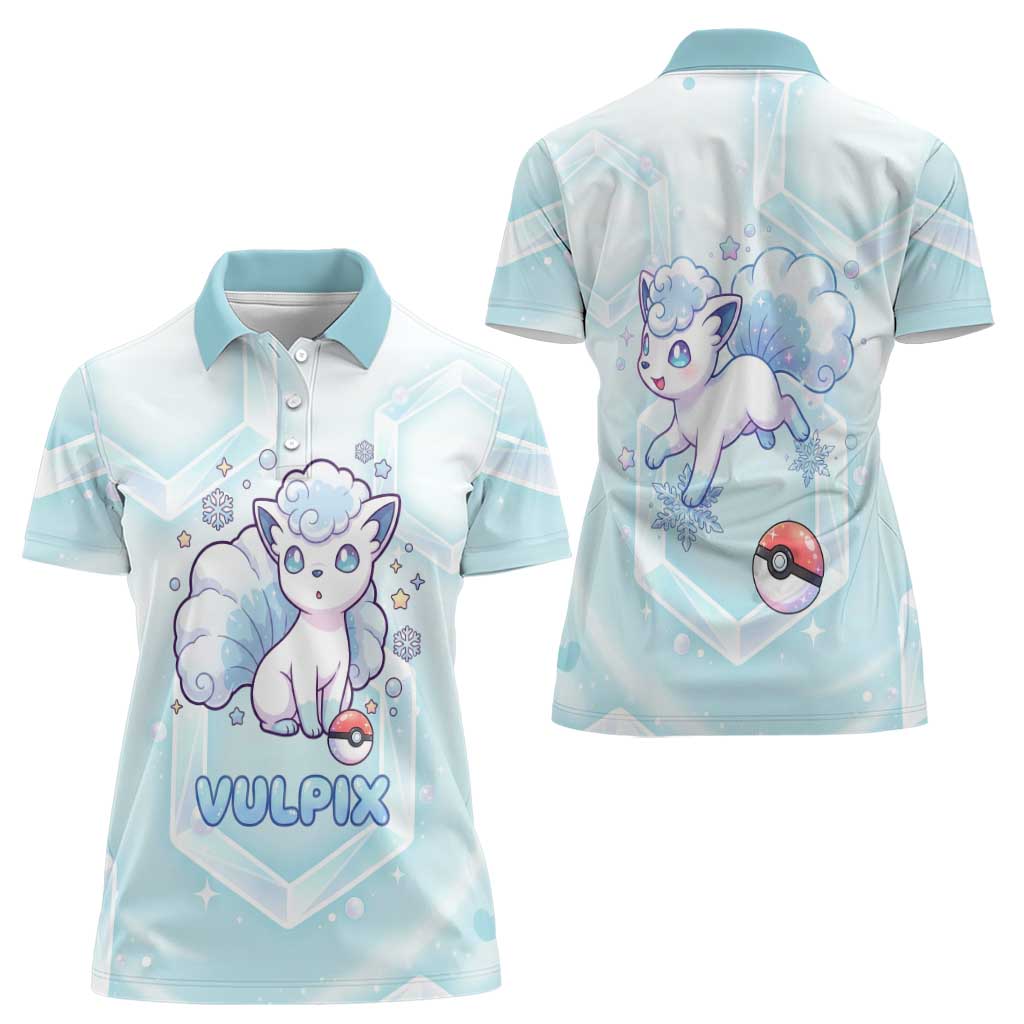 Vulpix Women Polo Shirt Frosted Pastel Ice Crystal Art