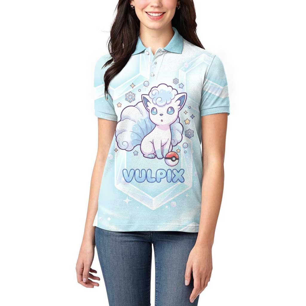 Vulpix Women Polo Shirt Frosted Pastel Ice Crystal Art