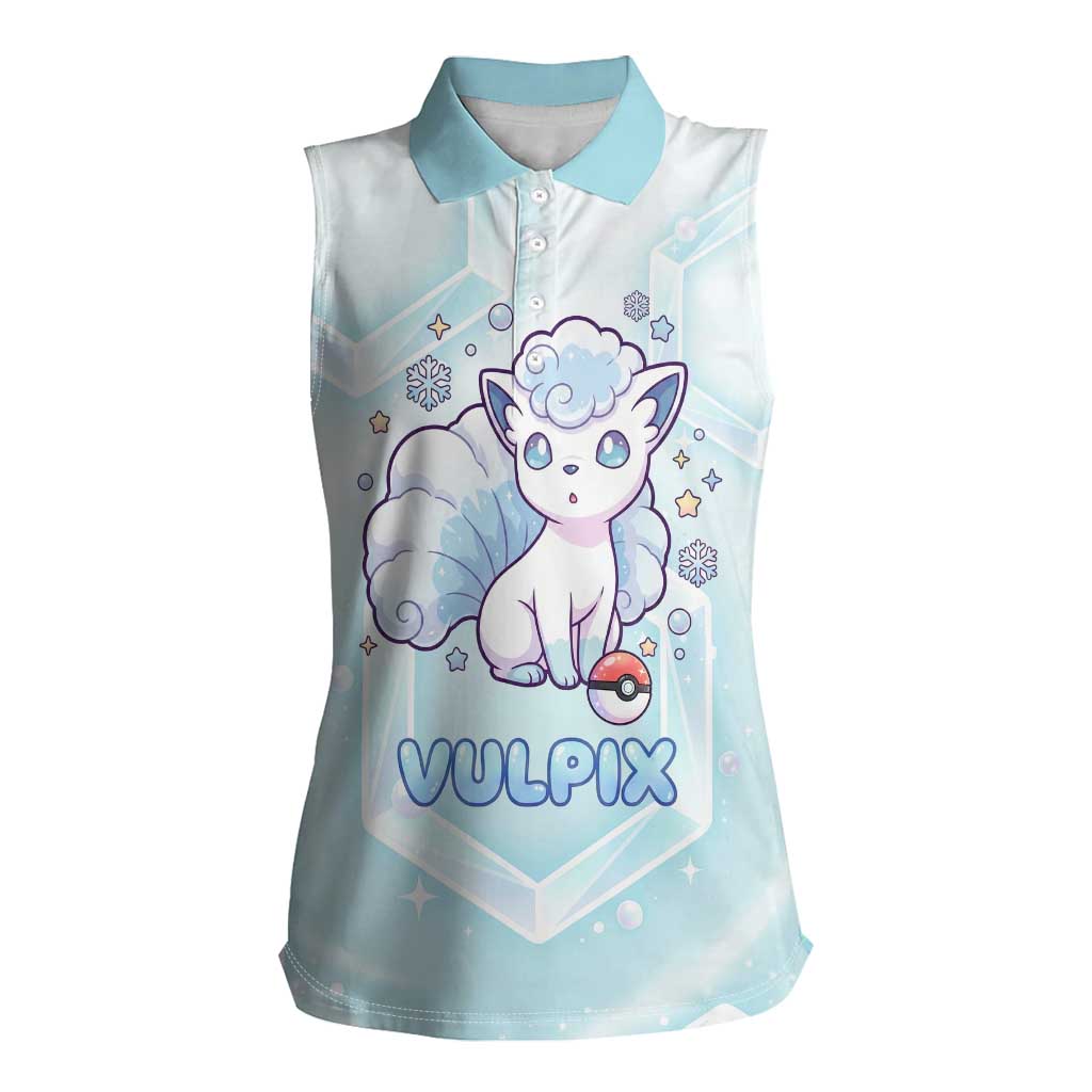Vulpix Women Sleeveless Polo Shirt Frosted Pastel Ice Crystal Art