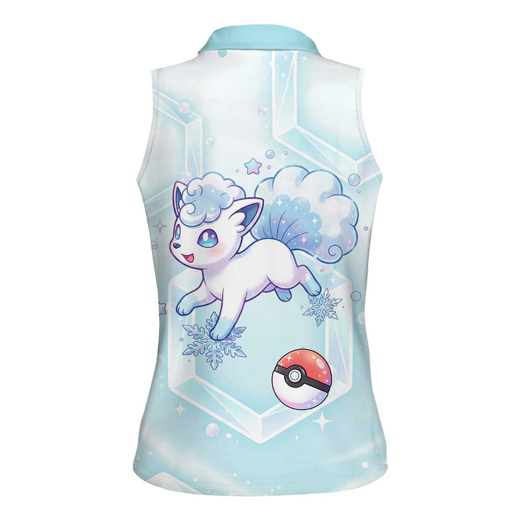 Vulpix Women Sleeveless Polo Shirt Frosted Pastel Ice Crystal Art
