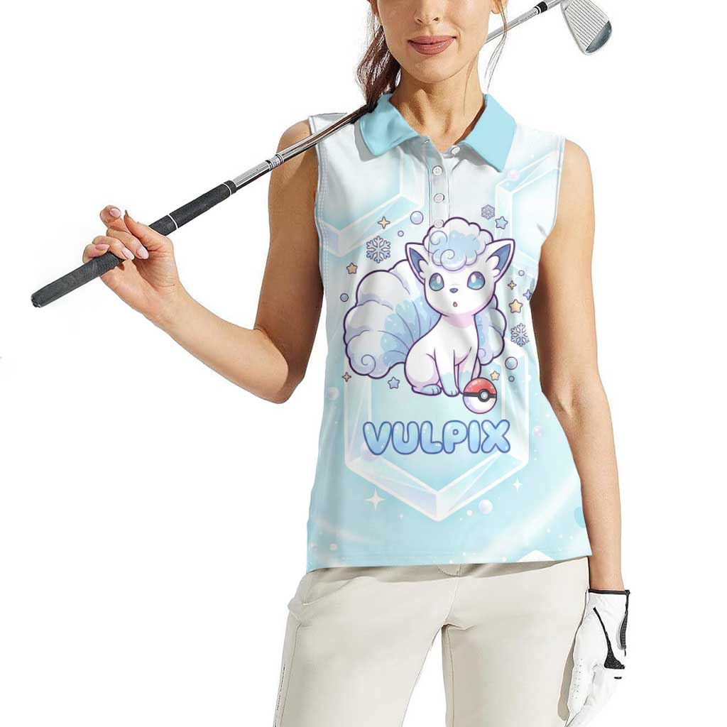 Vulpix Women Sleeveless Polo Shirt Frosted Pastel Ice Crystal Art