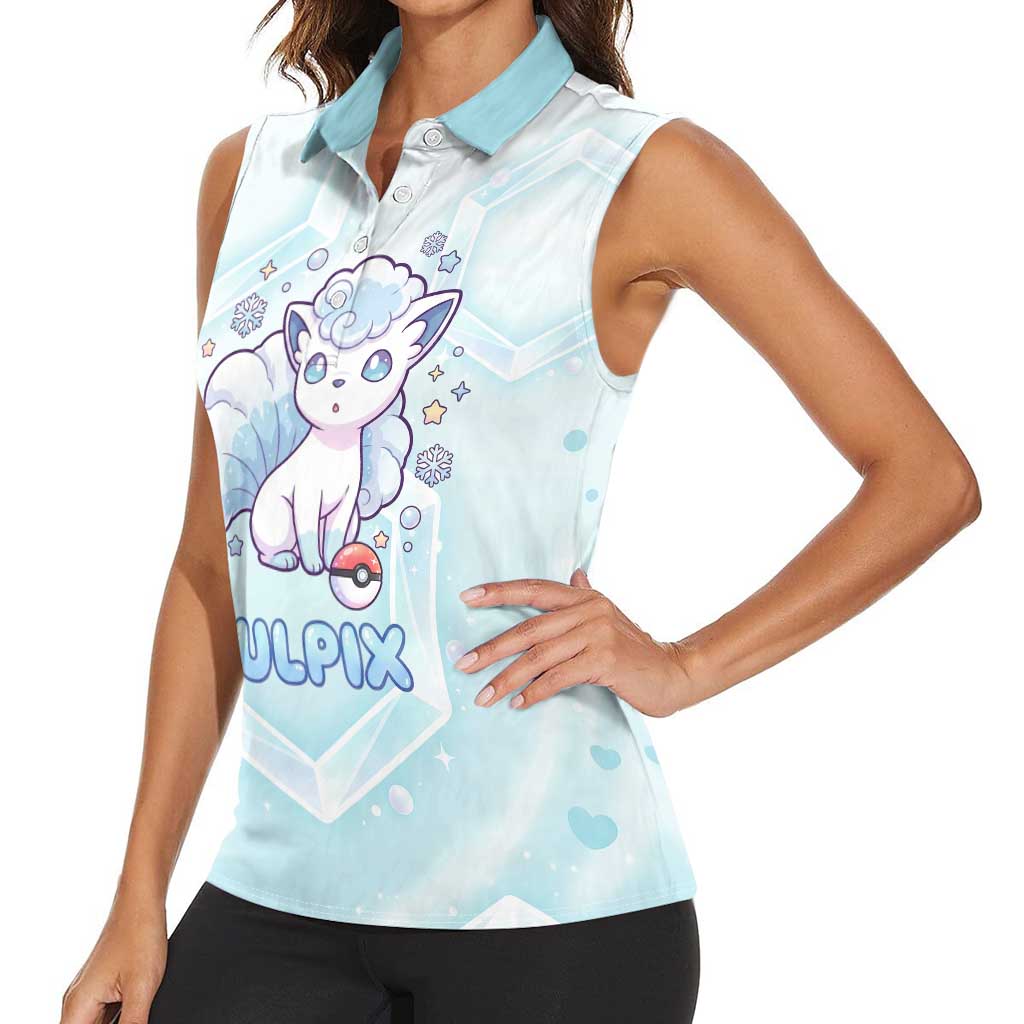 Vulpix Women Sleeveless Polo Shirt Frosted Pastel Ice Crystal Art