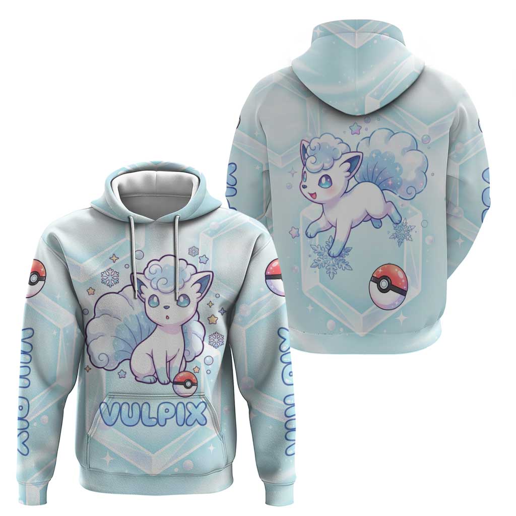 Vulpix Zip Hoodie Frosted Pastel Ice Crystal Art
