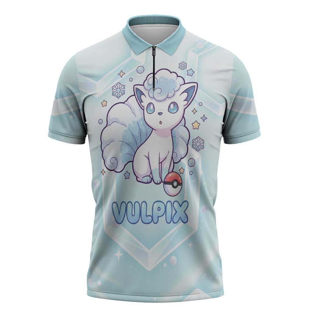Vulpix Zipper Polo Shirt Frosted Pastel Ice Crystal Art