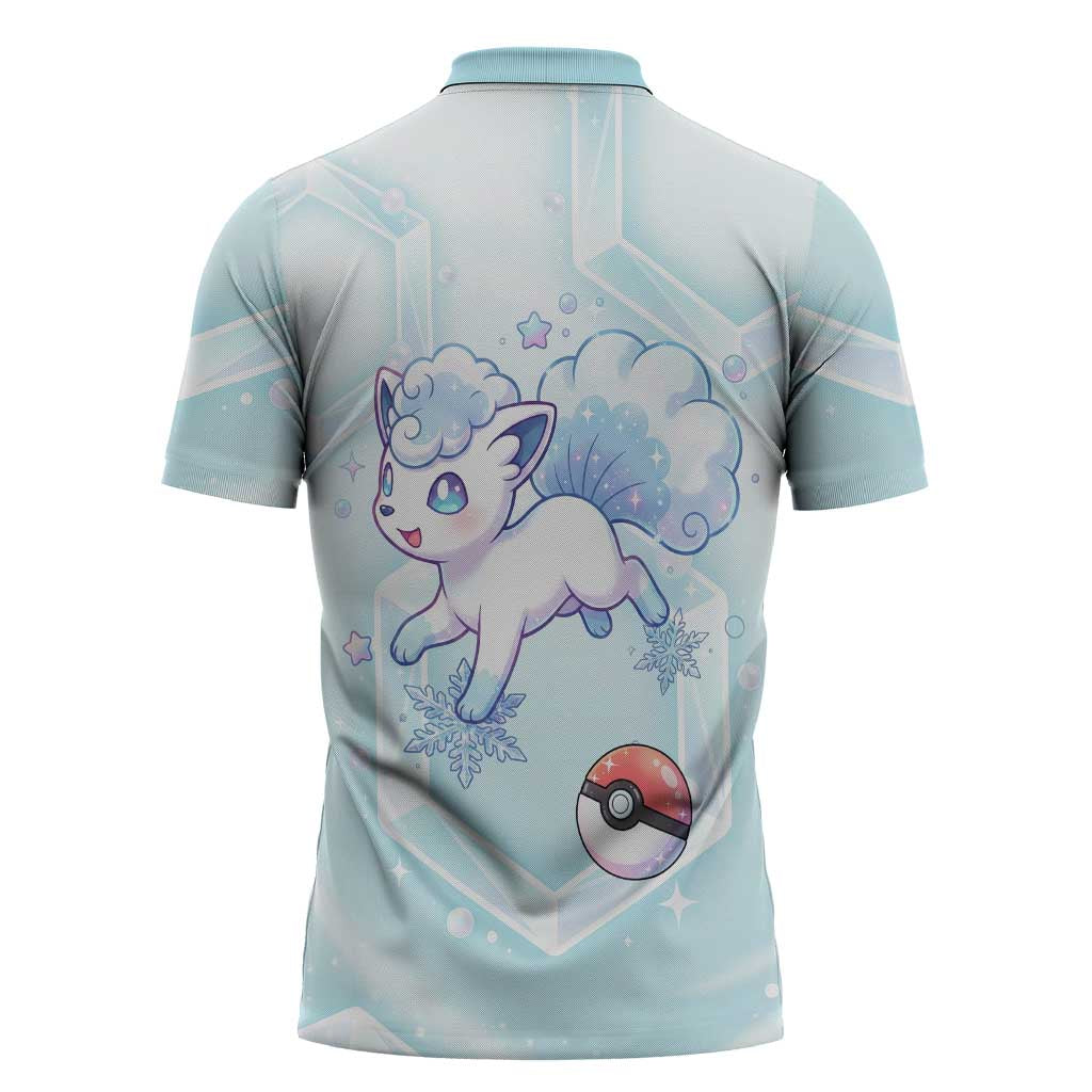 Vulpix Zipper Polo Shirt Frosted Pastel Ice Crystal Art