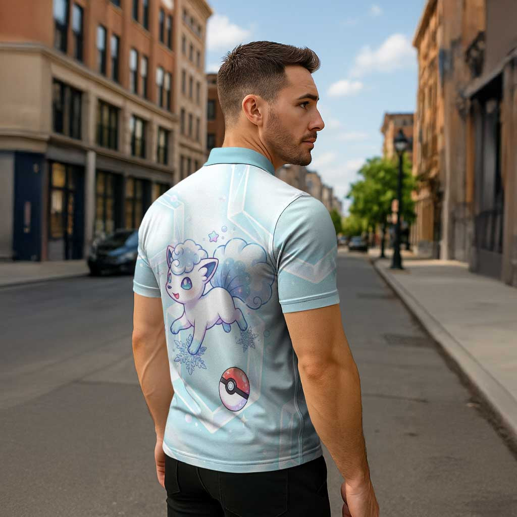 Vulpix Zipper Polo Shirt Frosted Pastel Ice Crystal Art