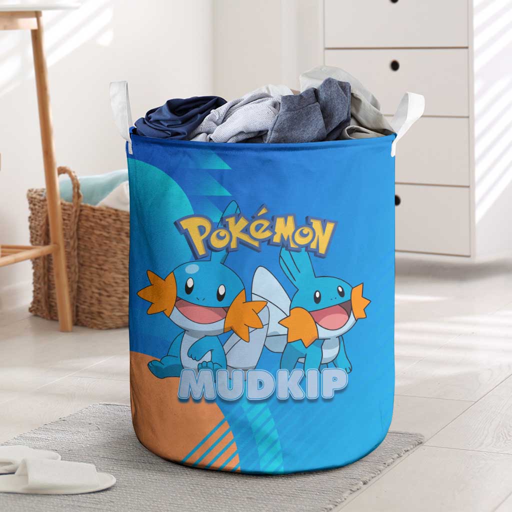 Mudkip Poké Laundry Basket Playful Blue Gradient Cartoon Style