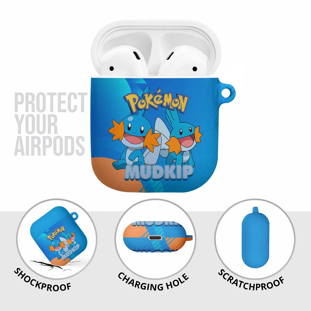 Mudkip Poké AirPods Case Playful Blue Gradient Cartoon Style
