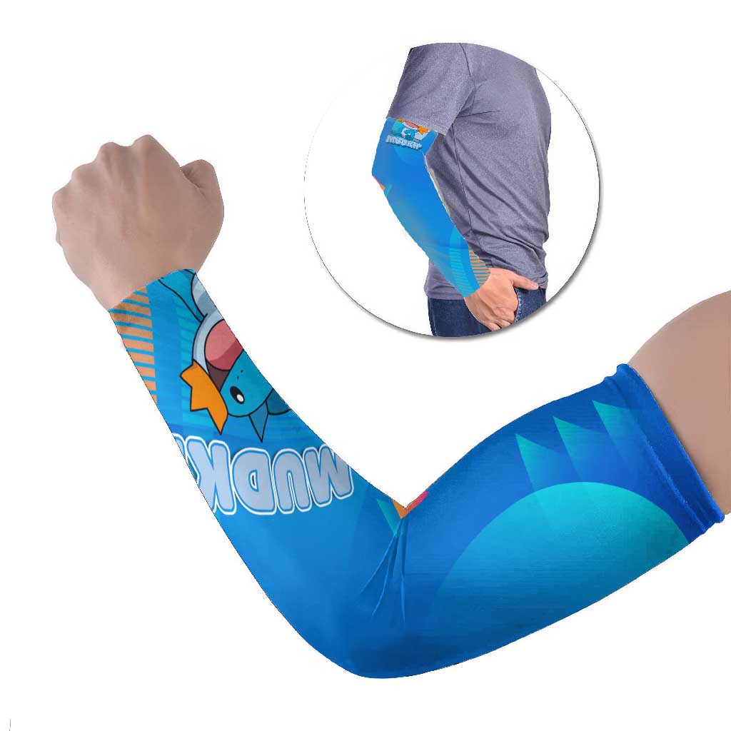 Mudkip Poké Arm Sleeves Playful Blue Gradient Cartoon Style