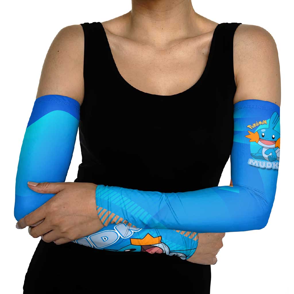 Mudkip Poké Arm Sleeves Playful Blue Gradient Cartoon Style
