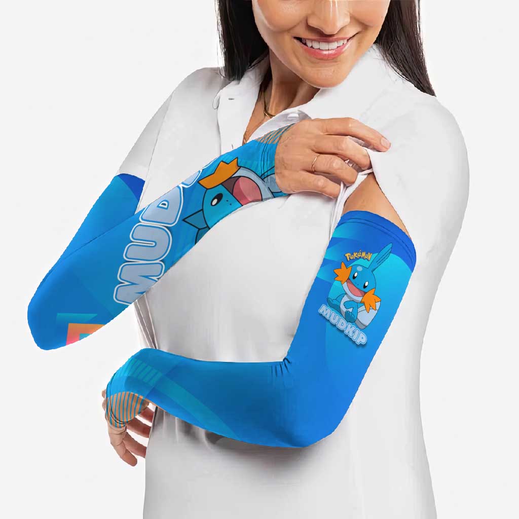 Mudkip Poké Arm Sleeves Playful Blue Gradient Cartoon Style