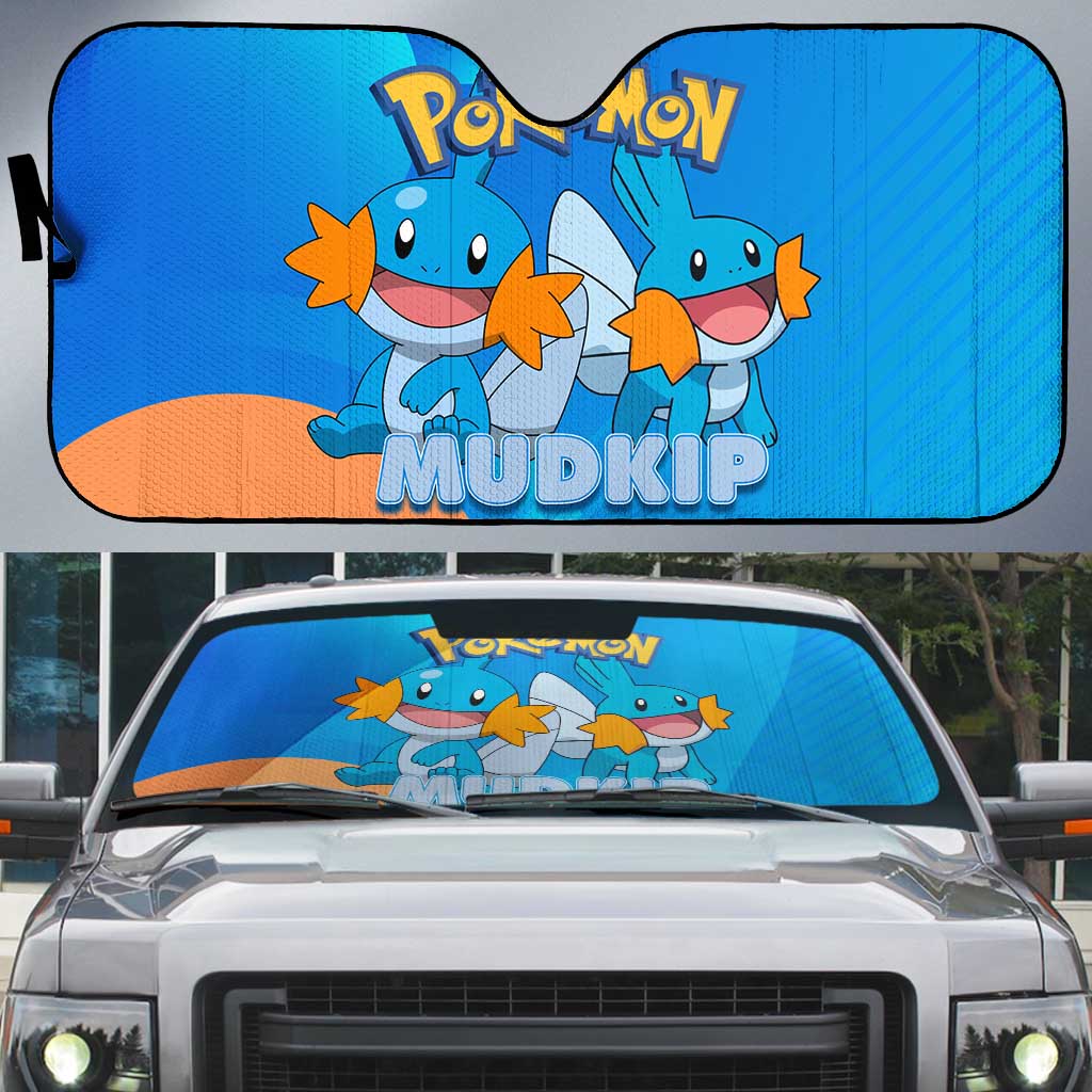 Mudkip Poké Auto Sun Shade Playful Blue Gradient Cartoon Style