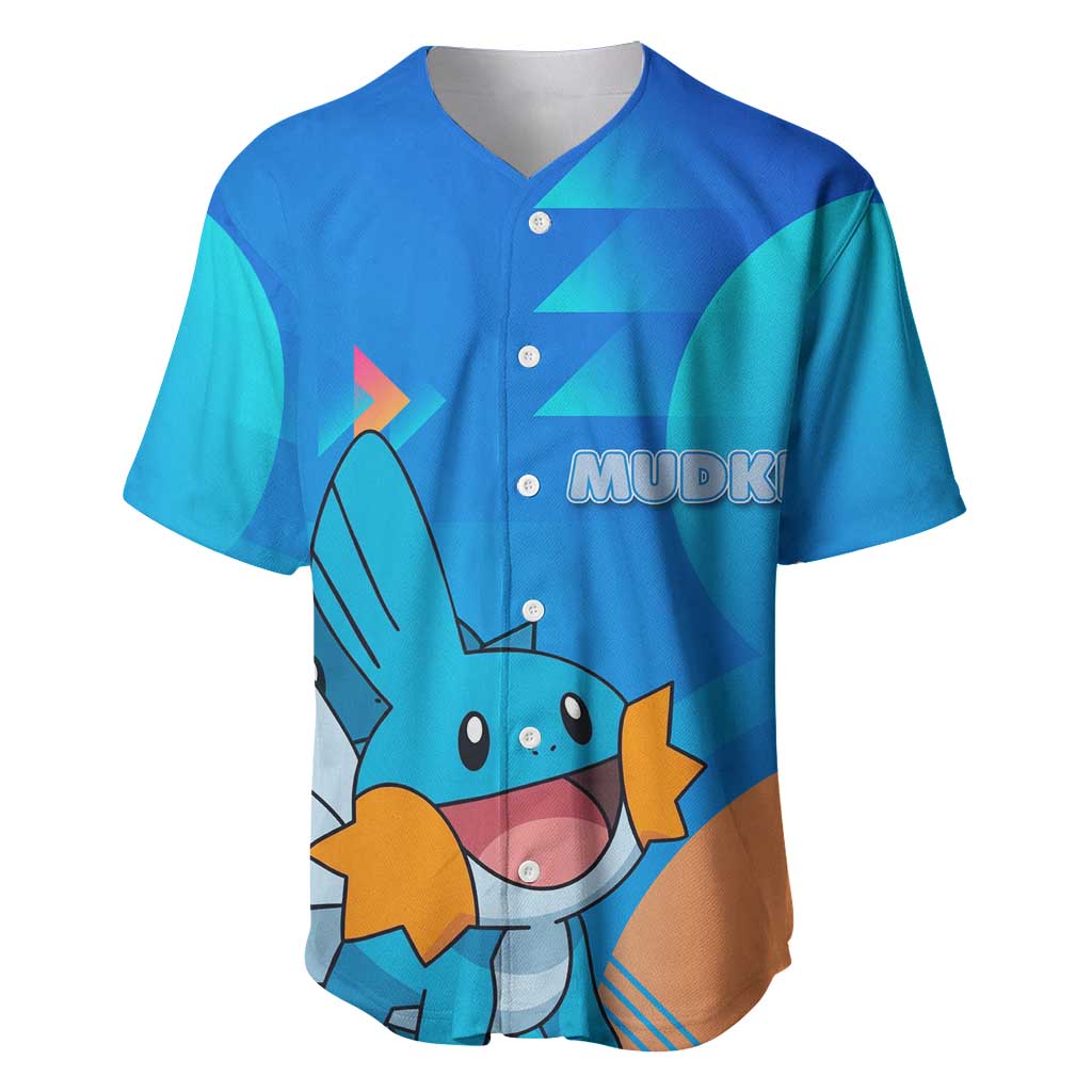 Mudkip Poké Baseball Jersey Playful Blue Gradient Cartoon Style