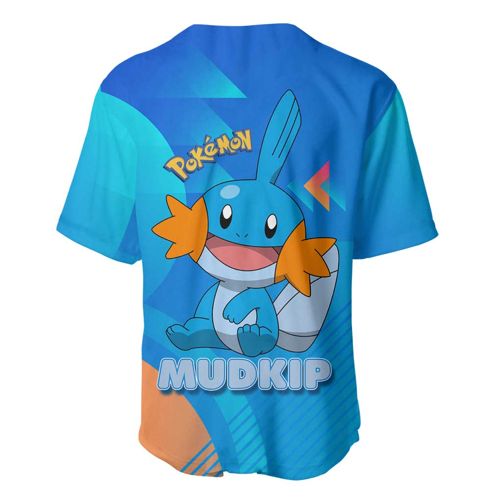 Mudkip Poké Baseball Jersey Playful Blue Gradient Cartoon Style