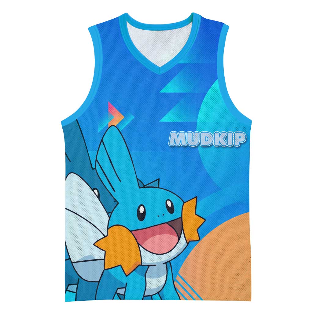 Mudkip Poké Basketball Jersey Playful Blue Gradient Cartoon Style