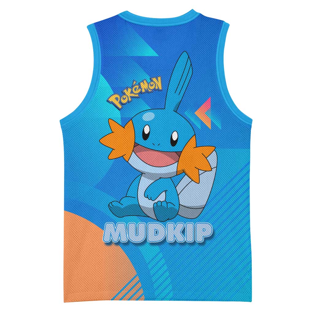 Mudkip Poké Basketball Jersey Playful Blue Gradient Cartoon Style