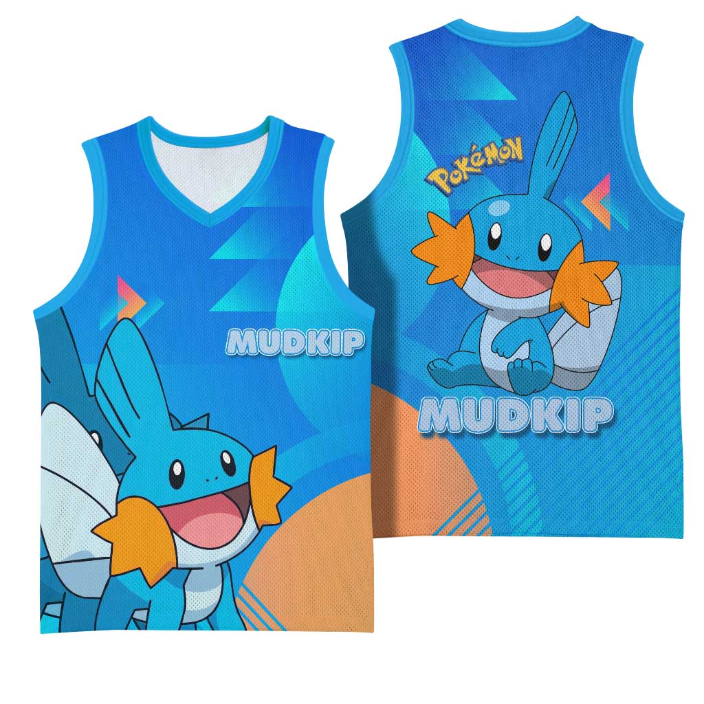 Mudkip Poké Basketball Jersey Playful Blue Gradient Cartoon Style