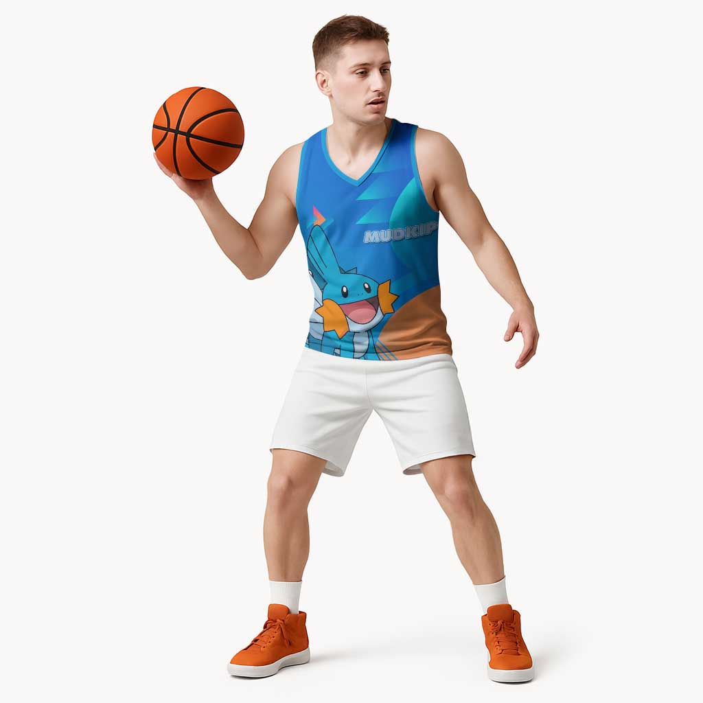 Mudkip Poké Basketball Jersey Playful Blue Gradient Cartoon Style