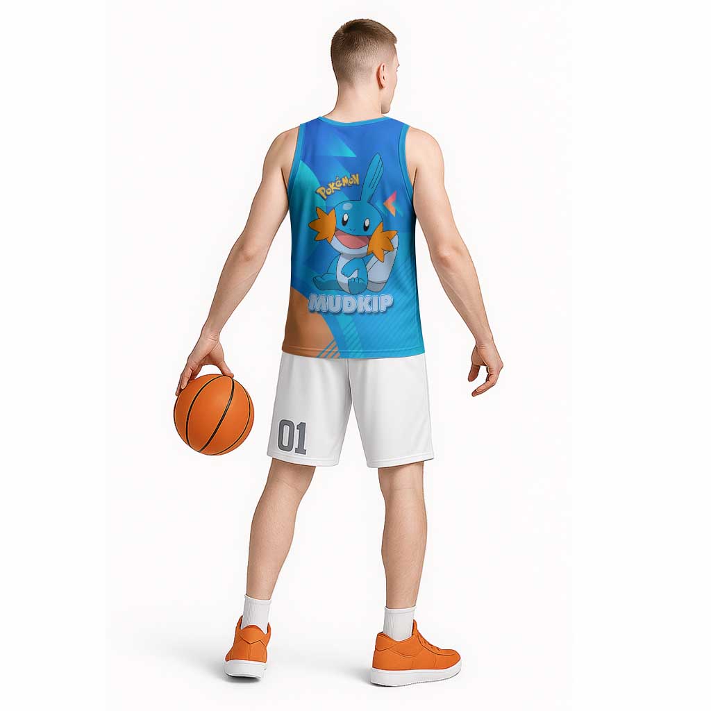 Mudkip Poké Basketball Jersey Playful Blue Gradient Cartoon Style
