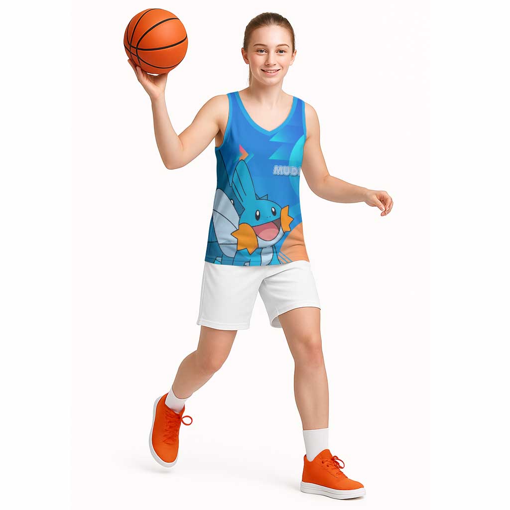 Mudkip Poké Basketball Jersey Playful Blue Gradient Cartoon Style