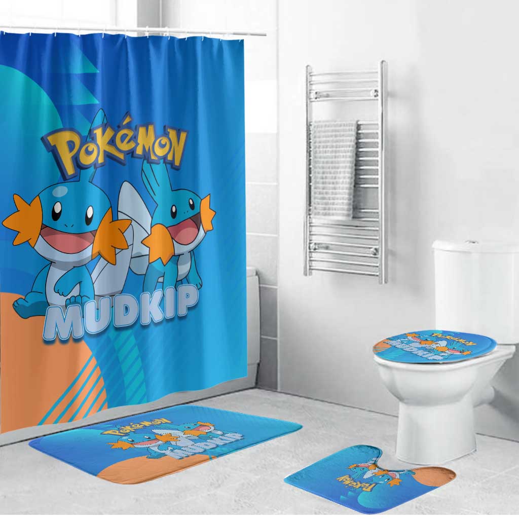 Mudkip Poké Bathroom Set Playful Blue Gradient Cartoon Style