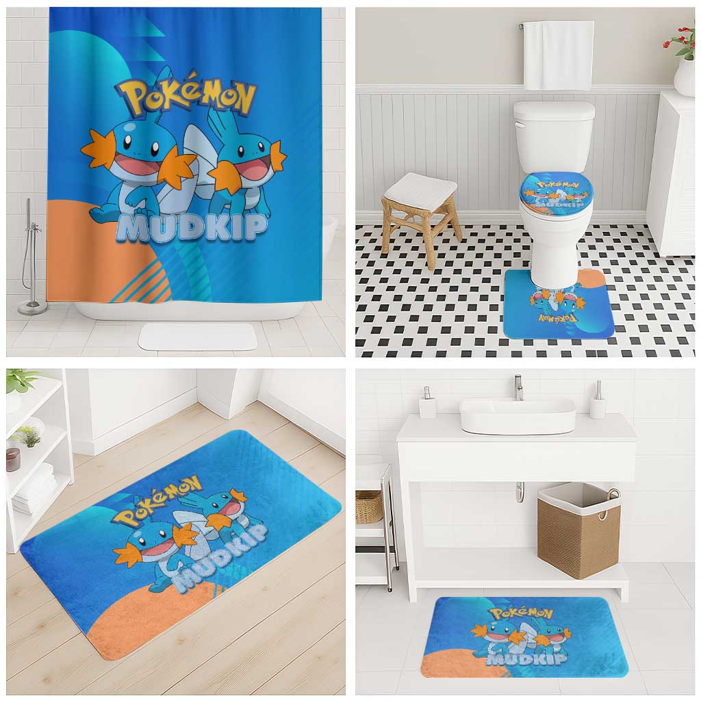 Mudkip Poké Bathroom Set Playful Blue Gradient Cartoon Style