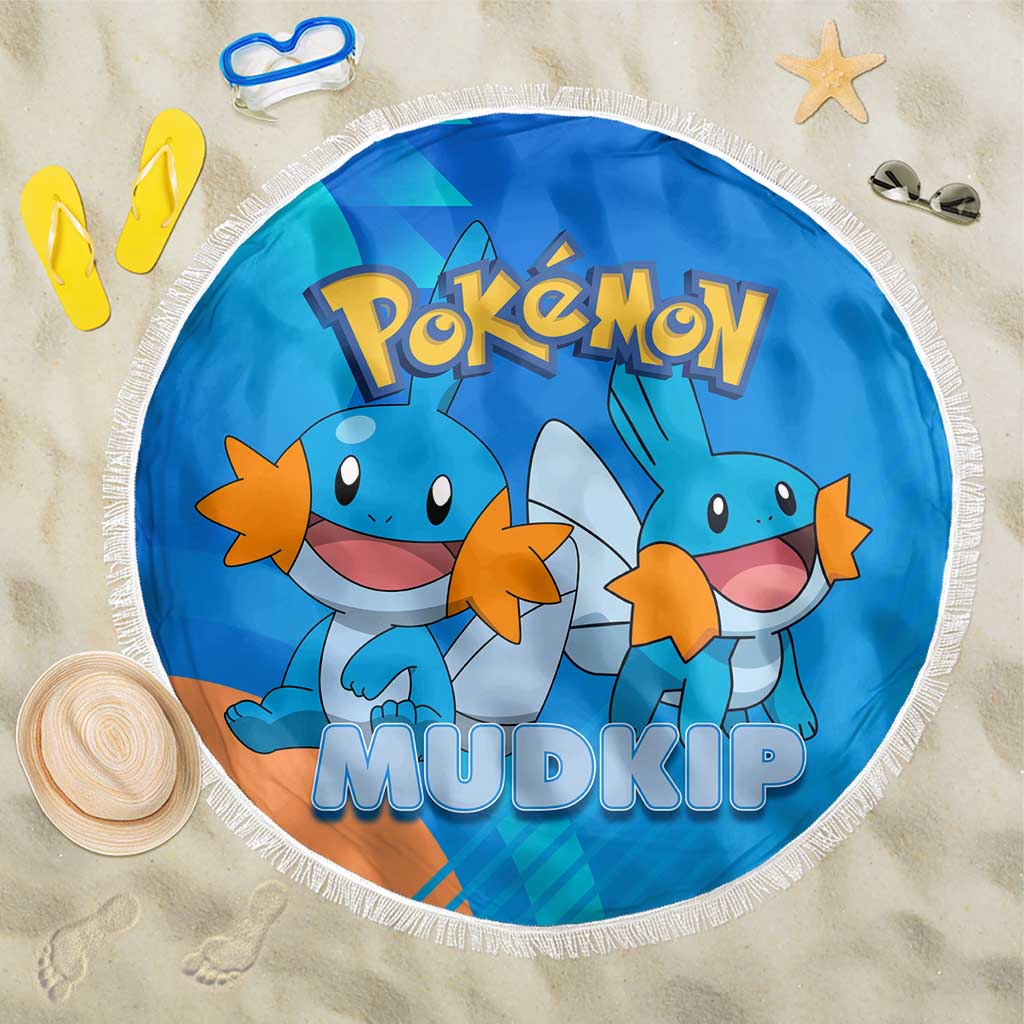 Mudkip Poké Beach Blanket Playful Blue Gradient Cartoon Style