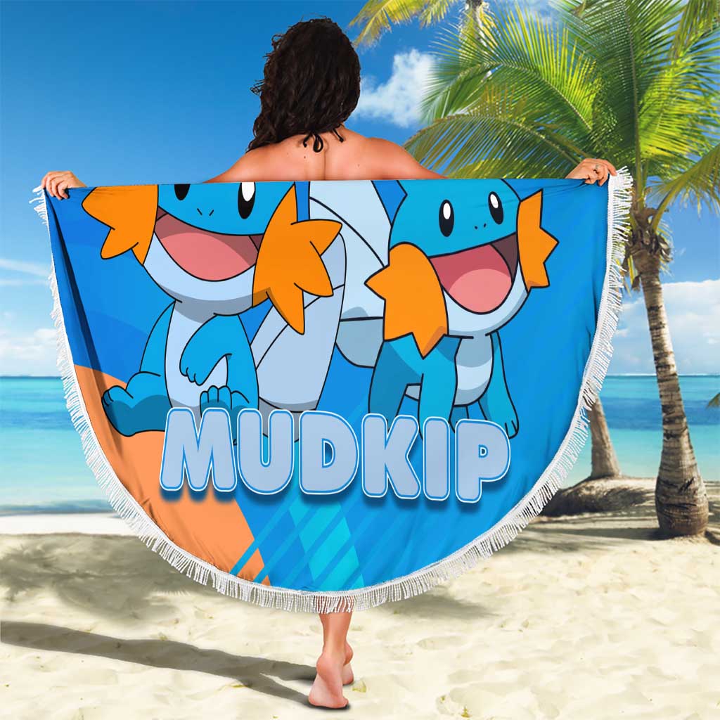 Mudkip Poké Beach Blanket Playful Blue Gradient Cartoon Style
