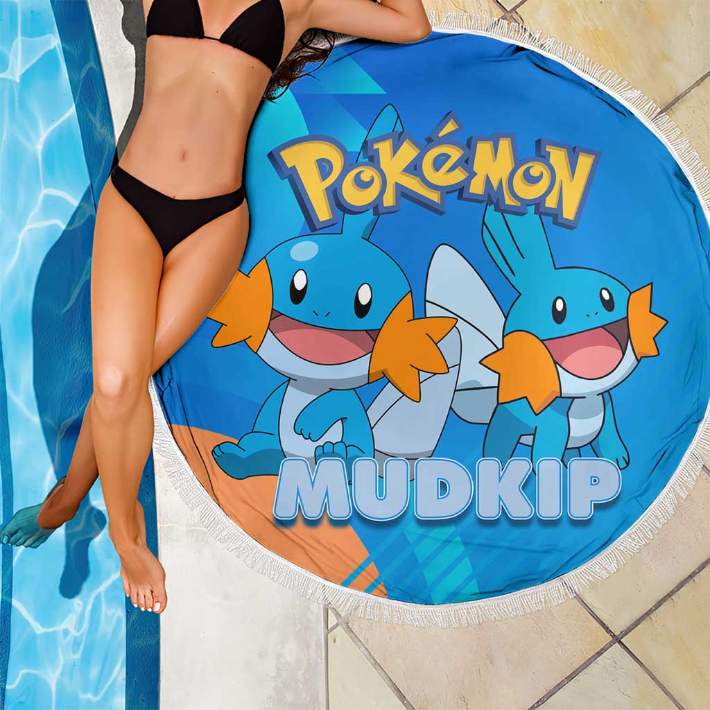Mudkip Poké Beach Blanket Playful Blue Gradient Cartoon Style