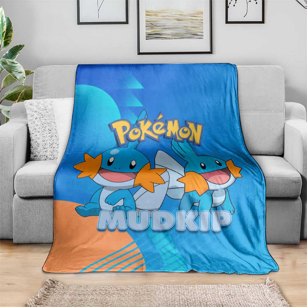 Mudkip Poké Blanket Playful Blue Gradient Cartoon Style
