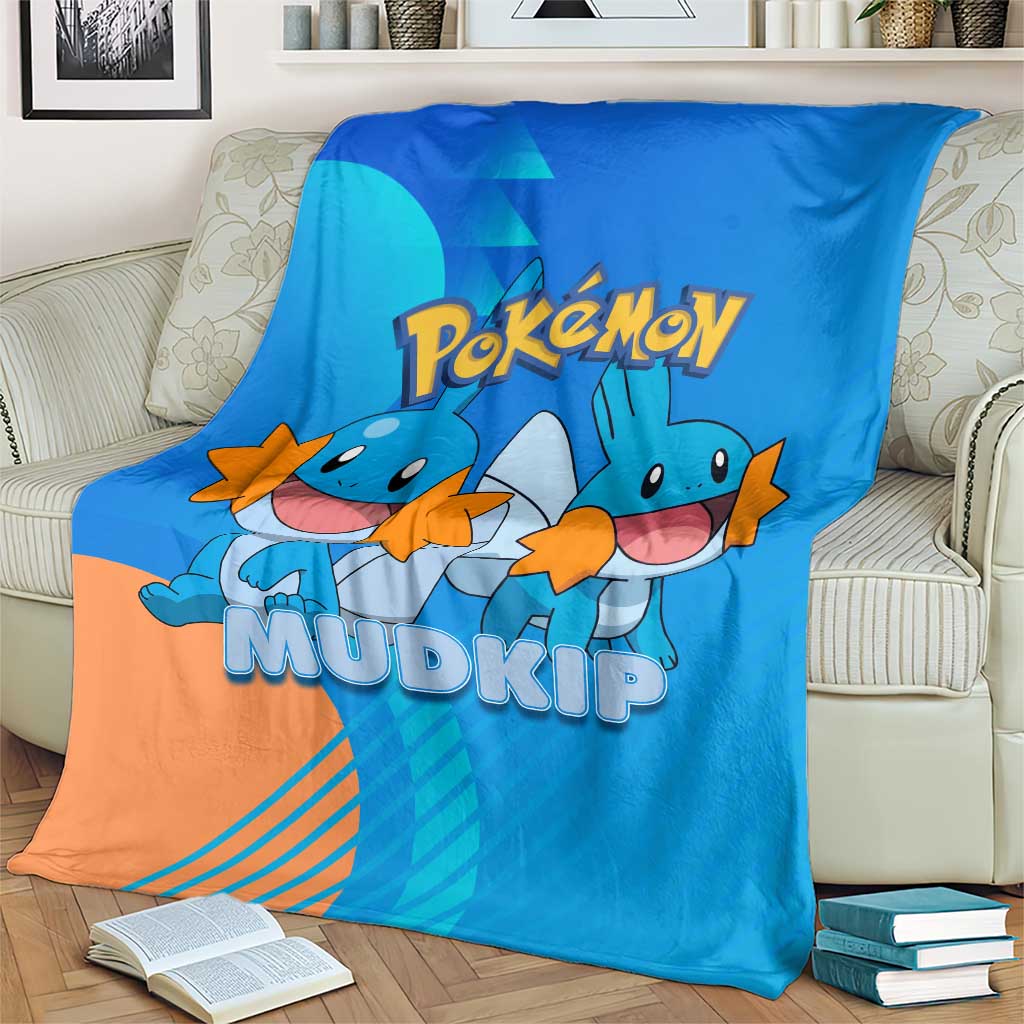 Mudkip Poké Blanket Playful Blue Gradient Cartoon Style