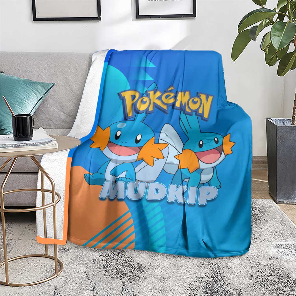 Mudkip Poké Blanket Playful Blue Gradient Cartoon Style