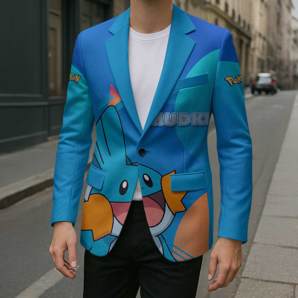 Mudkip Poké Blazer Playful Blue Gradient Cartoon Style