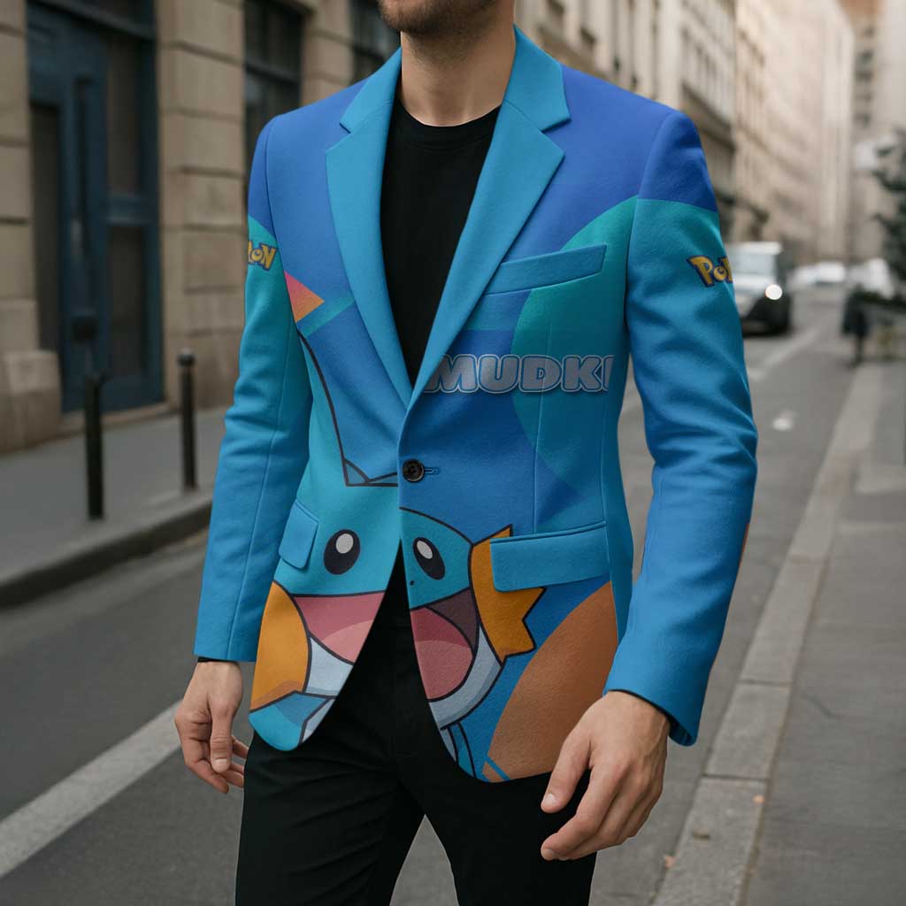 Mudkip Poké Blazer Playful Blue Gradient Cartoon Style