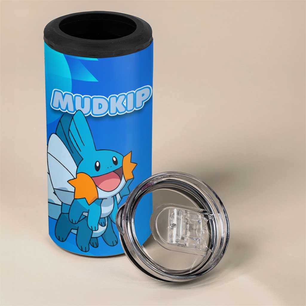 Mudkip Poké 4 in 1 Can Cooler Tumbler Playful Blue Gradient Cartoon Style