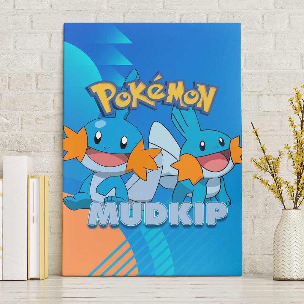 Mudkip Poké Canvas Wall Art Playful Blue Gradient Cartoon Style