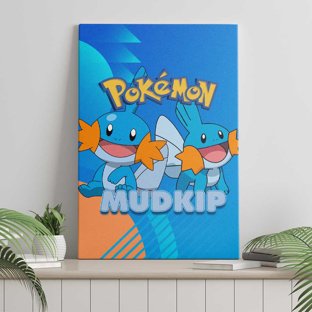 Mudkip Poké Canvas Wall Art Playful Blue Gradient Cartoon Style