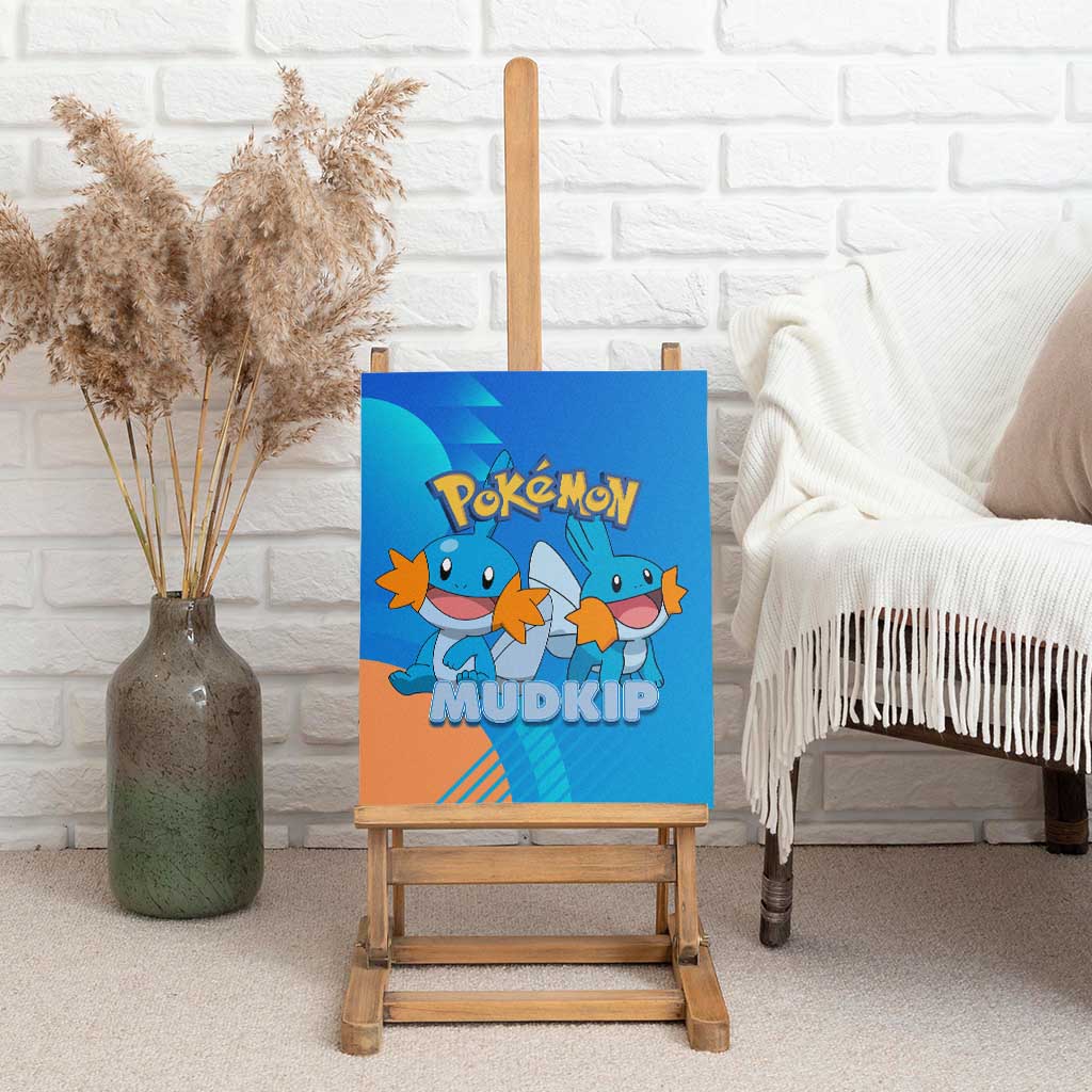 Mudkip Poké Canvas Wall Art Playful Blue Gradient Cartoon Style