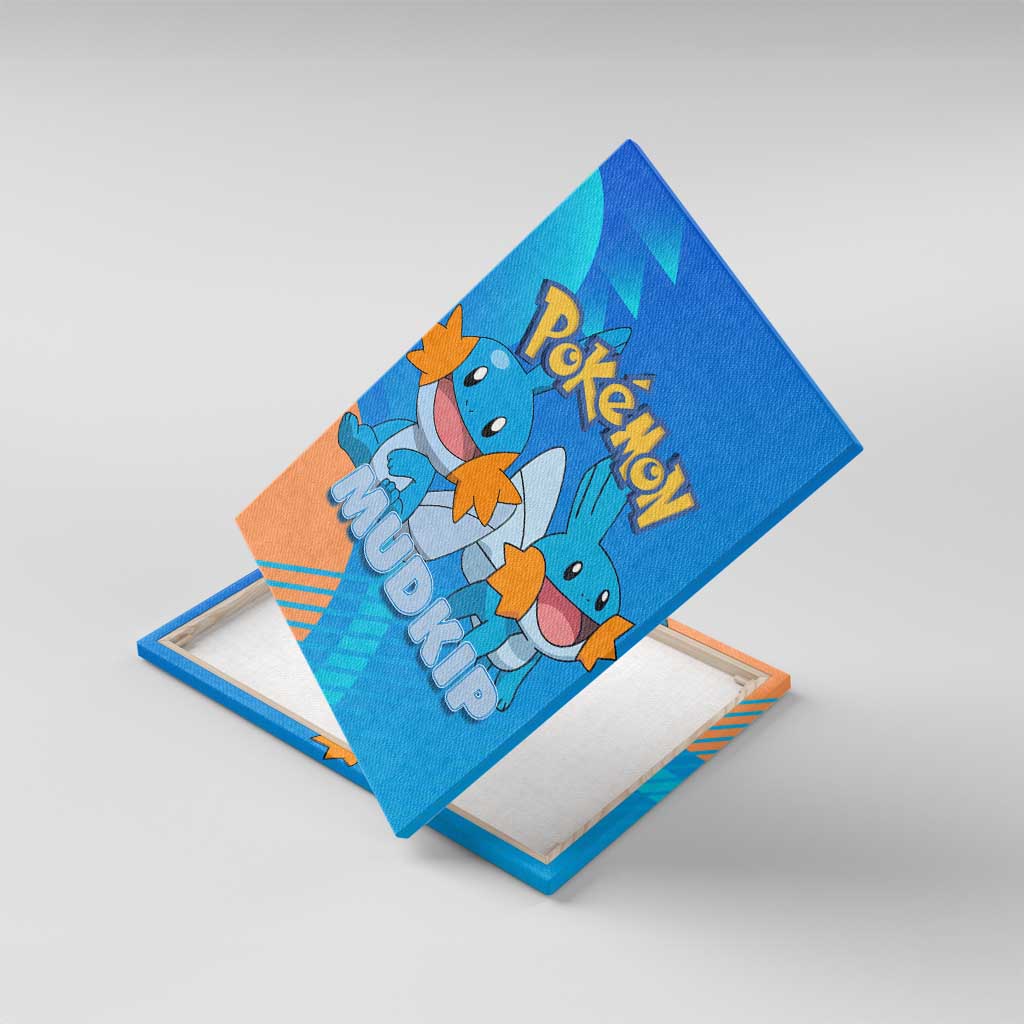 Mudkip Poké Canvas Wall Art Playful Blue Gradient Cartoon Style