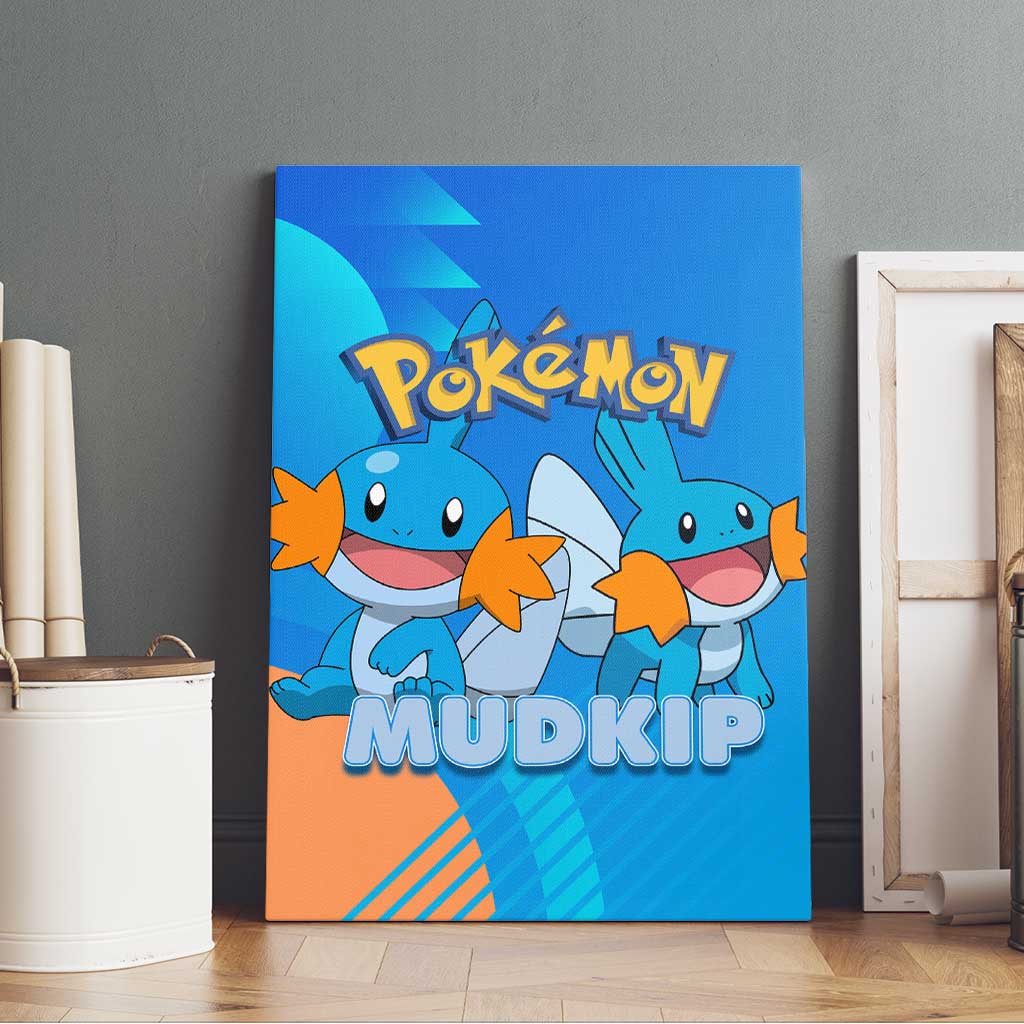 Mudkip Poké Canvas Wall Art Playful Blue Gradient Cartoon Style