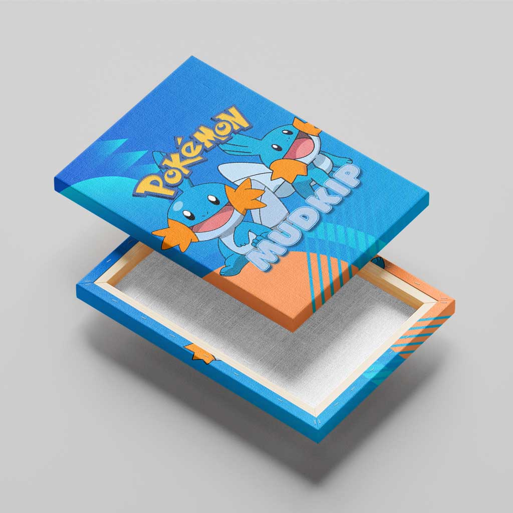 Mudkip Poké Canvas Wall Art Playful Blue Gradient Cartoon Style
