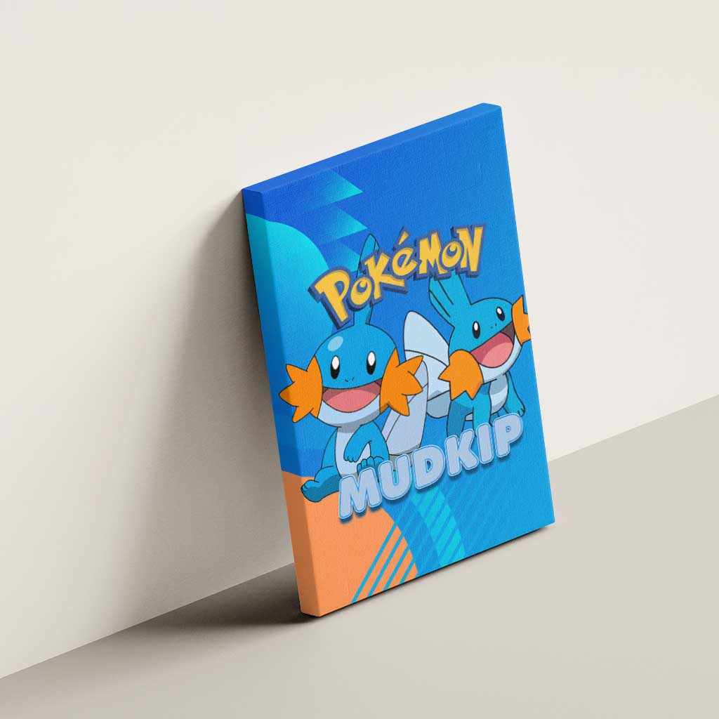 Mudkip Poké Canvas Wall Art Playful Blue Gradient Cartoon Style