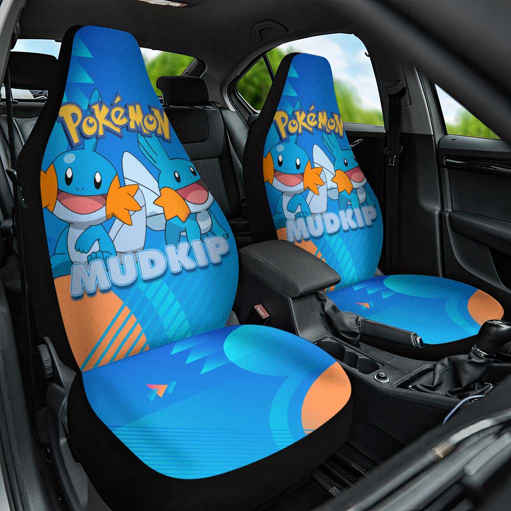 Mudkip Poké Car Seat Cover Playful Blue Gradient Cartoon Style