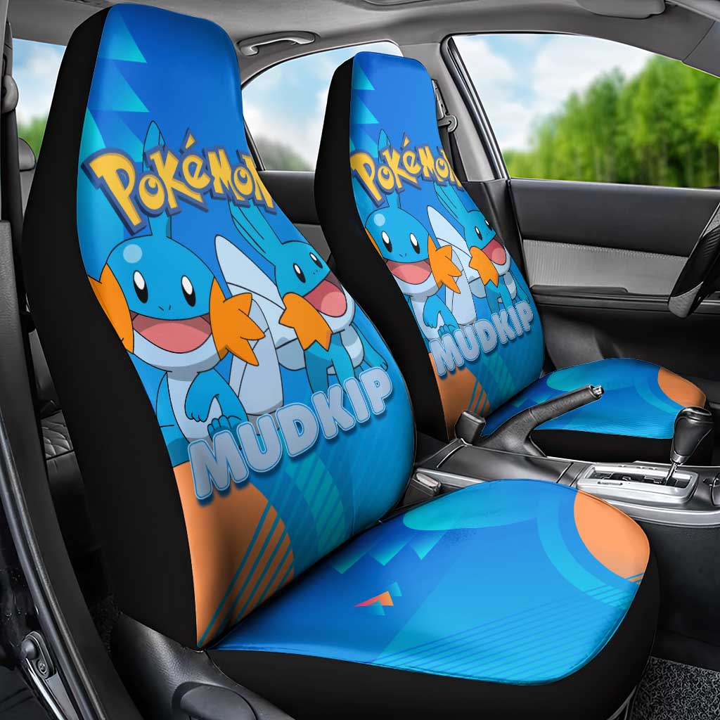 Mudkip Poké Car Seat Cover Playful Blue Gradient Cartoon Style