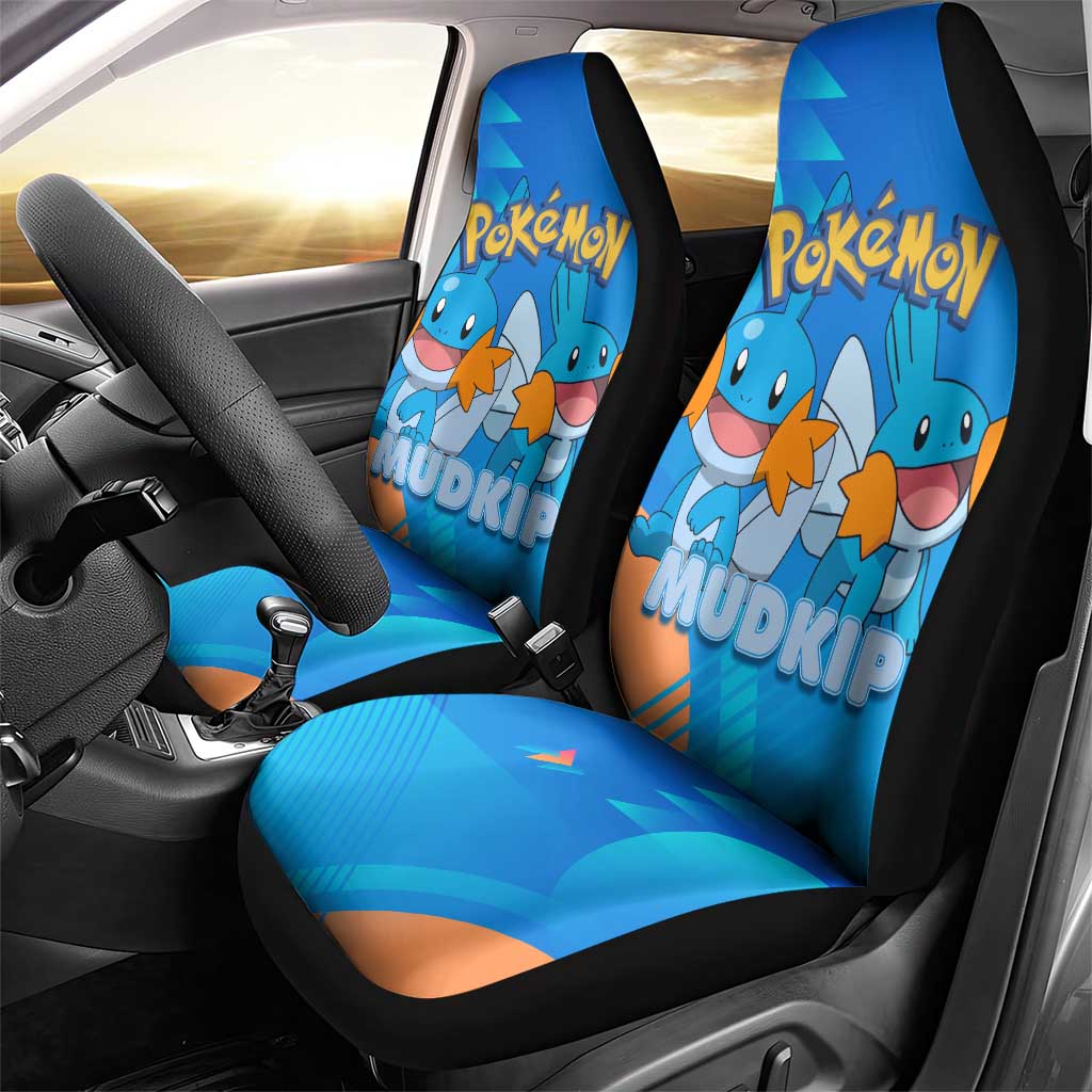 Mudkip Poké Car Seat Cover Playful Blue Gradient Cartoon Style