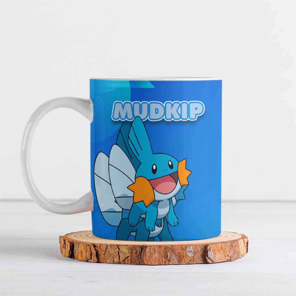 Mudkip Poké Ceramic Mug Playful Blue Gradient Cartoon Style