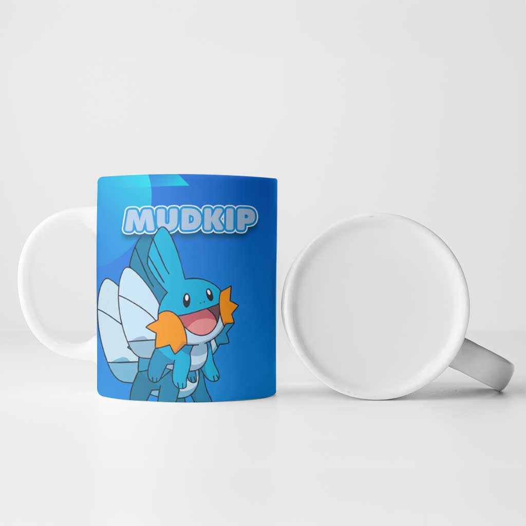 Mudkip Poké Ceramic Mug Playful Blue Gradient Cartoon Style