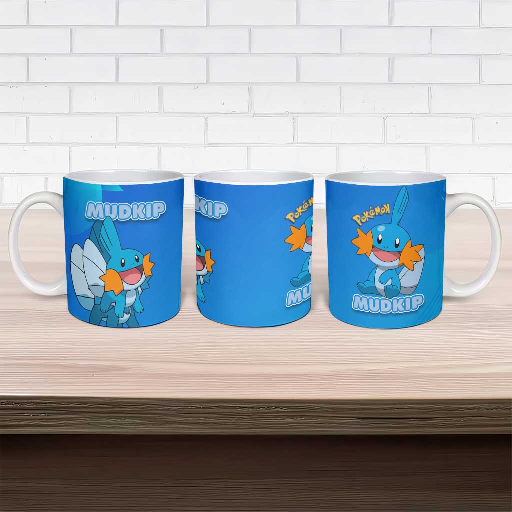Mudkip Poké Ceramic Mug Playful Blue Gradient Cartoon Style