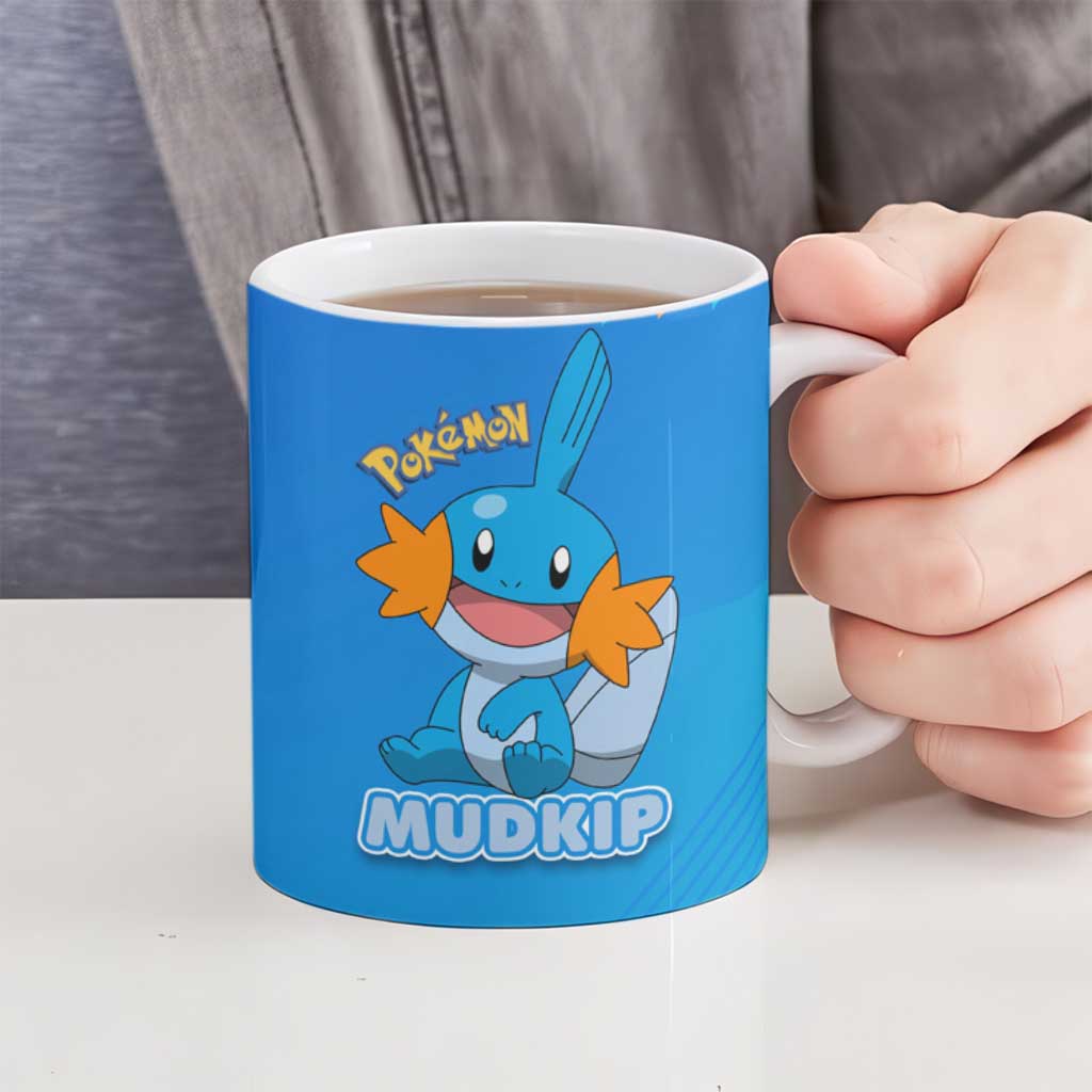 Mudkip Poké Ceramic Mug Playful Blue Gradient Cartoon Style