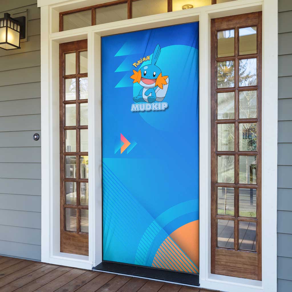 Mudkip Poké Door Cover Playful Blue Gradient Cartoon Style